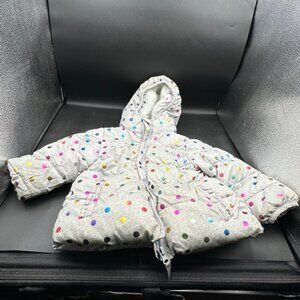 Wonder Nation Grey Multicolored Grils' Puffer Coat Size 2T Length 14.50 Inches